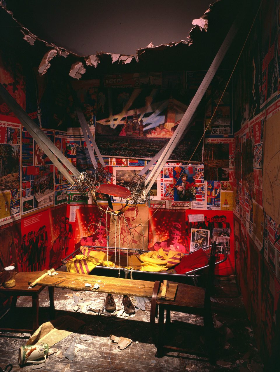 'Maybe he really did fly away. That sort of thing happens': 'The Man Who Flew Into Space From His Apartment', 1985. Centre Georges Pompidou, Paris. Musée national dart moderne/Centre de Création industrielle © Ilya & Emilia Kabakov